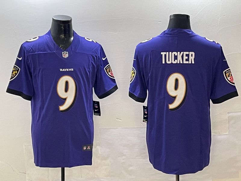 Men Baltimore Ravens #9 Tucker Purple Second generation 2024 Nike Limited NFL Jersey style 1